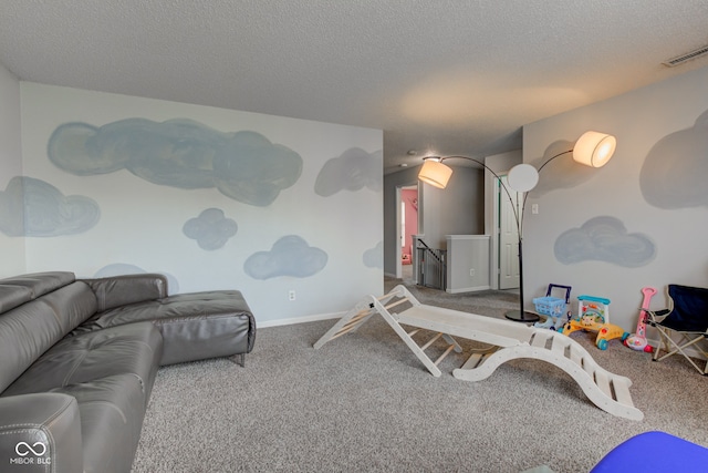 9593 W Constellation Dr, Pendleton, IN 46064 - recreation room with carpet flooring and a textured ceiling