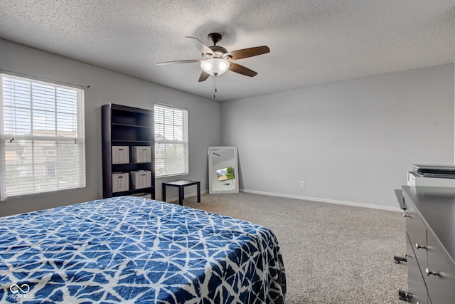 9593 W Constellation Dr, Pendleton, IN 46064 - carpeted bedroom featuring a textured ceiling and ceiling fan