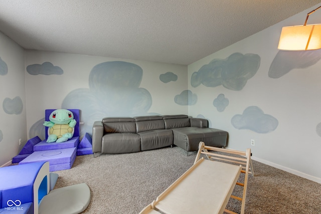 9593 W Constellation Dr, Pendleton, IN 46064 - carpeted living area featuring a textured ceiling