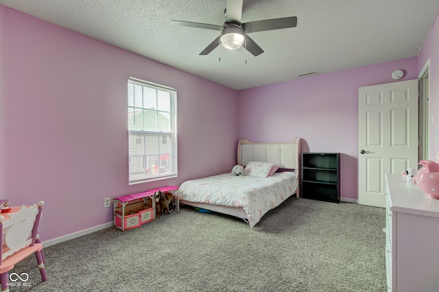 9593 W Constellation Dr, Pendleton, IN 46064 - bedroom featuring a textured ceiling, light colored carpet, and ceiling fan