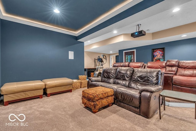 5865 Osage Dr, Carmel, IN 46033 - carpeted cinema room with recessed lighting and a raised ceiling