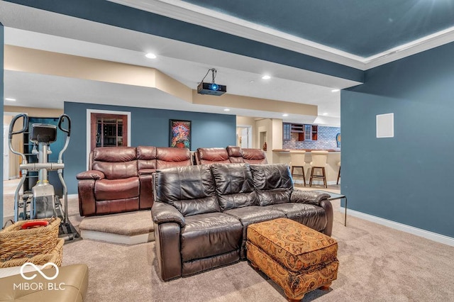 5865 Osage Dr, Carmel, IN 46033 - carpeted cinema featuring recessed lighting and crown molding