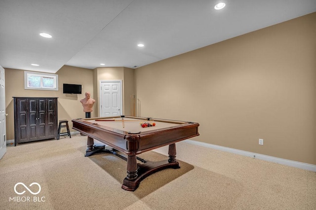 5865 Osage Dr, Carmel, IN 46033 - recreation room featuring carpet flooring, recessed lighting, and billiards