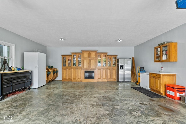 5110 W County Road 400 N, Scipio, IN 47273 - living room with concrete flooring, a textured ceiling, and heating unit