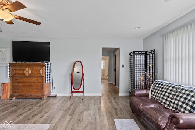 5110 W County Road 400 N, Scipio, IN 47273 - living room with wood finished floors and a ceiling fan
