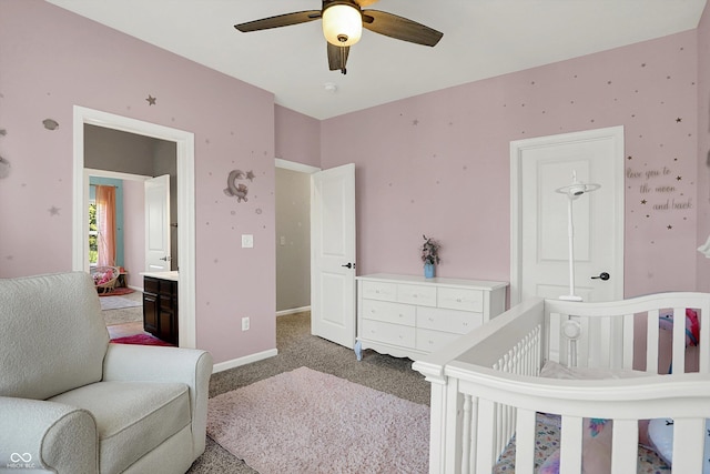 16711 Meadow Wood Dr, Noblesville, IN 46062 - carpeted bedroom with ceiling fan and a nursery area