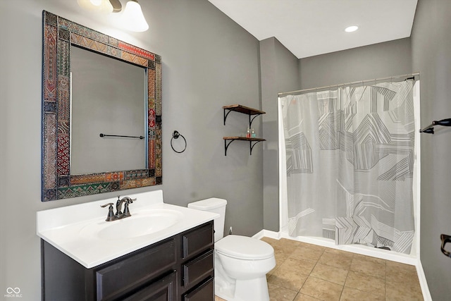 16711 Meadow Wood Dr, Noblesville, IN 46062 - bathroom with vanity, a shower with shower curtain, and tile patterned flooring