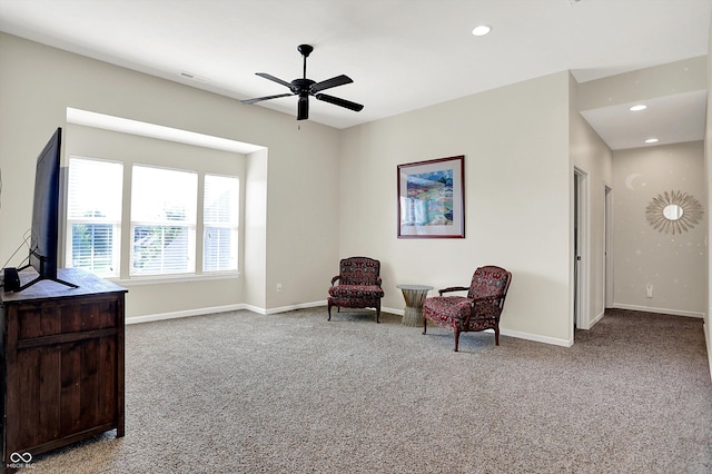 16711 Meadow Wood Dr, Noblesville, IN 46062 - living area with carpet flooring, ceiling fan, and recessed lighting