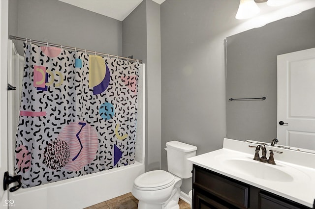16711 Meadow Wood Dr, Noblesville, IN 46062 - bathroom with vanity, shower / bath combo, and tile patterned floors