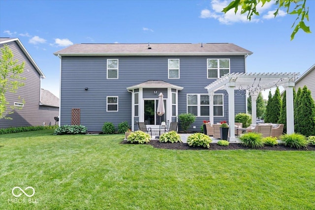 5542 Pennycress Dr, Noblesville, IN 46062 - back of property featuring an outdoor hangout area, a pergola, a yard, and a patio