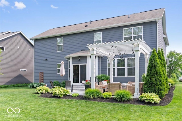 5542 Pennycress Dr, Noblesville, IN 46062 - back of house with a pergola, outdoor lounge area, a lawn, and a patio area
