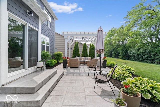 5542 Pennycress Dr, Noblesville, IN 46062 - view of patio featuring an outdoor living space and a pergola