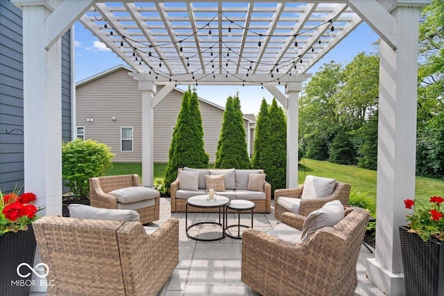 5542 Pennycress Dr, Noblesville, IN 46062 - view of patio / terrace with outdoor lounge area and a pergola