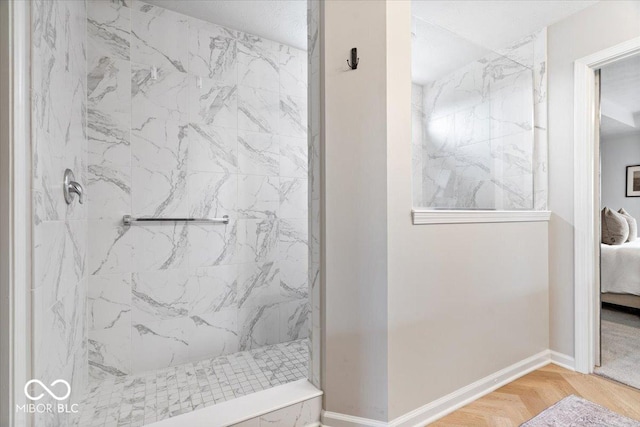 5542 Pennycress Dr, Noblesville, IN 46062 - ensuite bathroom featuring a marble finish shower and baseboards