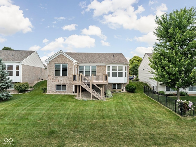 13019 Pinner Ave, Fishers, IN 46037 - rear view of property with stairs, brick siding, and a deck