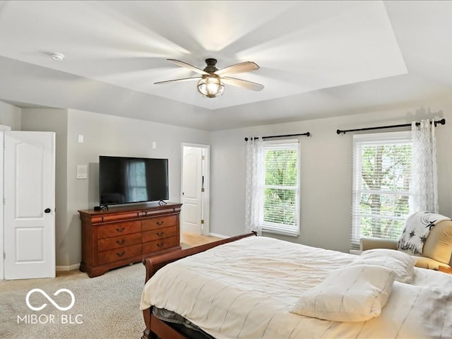 4233 Dartmoor Dr, Greenwood, IN 46143 - bedroom featuring light colored carpet and ceiling fan