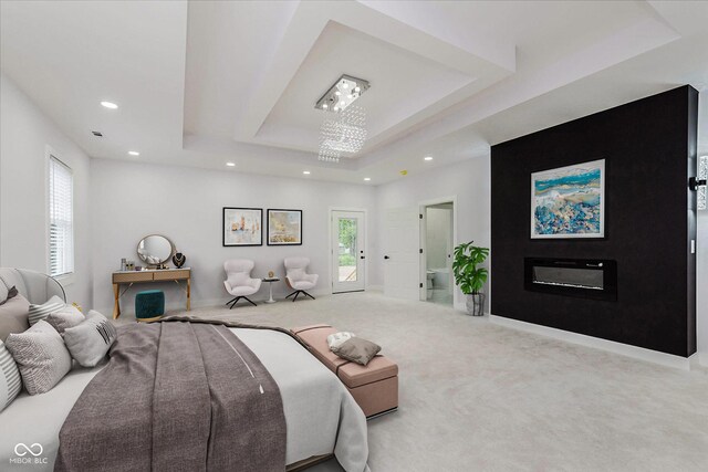2125 N Pasadena St, Indianapolis, IN 46219 - bedroom with recessed lighting, carpet, a raised ceiling, and multiple windows