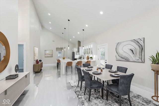 2125 N Pasadena St, Indianapolis, IN 46219 - dining area featuring recessed lighting and high vaulted ceiling