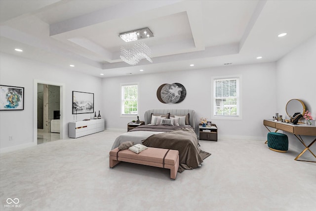 2125 N Pasadena St, Indianapolis, IN 46219 - bedroom with a raised ceiling, carpet, recessed lighting, and ensuite bathroom