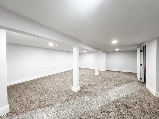 2125 N Pasadena St, Indianapolis, IN 46219 - finished basement featuring carpet floors and recessed lighting