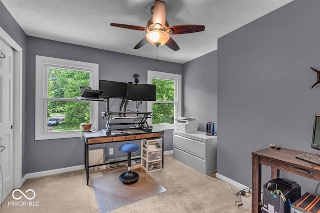 7502 Colony Cir, Indianapolis, IN 46260 - office space featuring a ceiling fan, light carpet, and a textured ceiling
