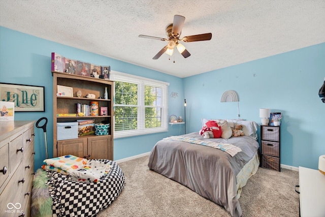 13470 Shakamac Dr, Carmel, IN 46032 - bedroom featuring light carpet, a textured ceiling, and a ceiling fan