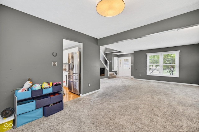 13470 Shakamac Dr, Carmel, IN 46032 - living room featuring carpet and stairway