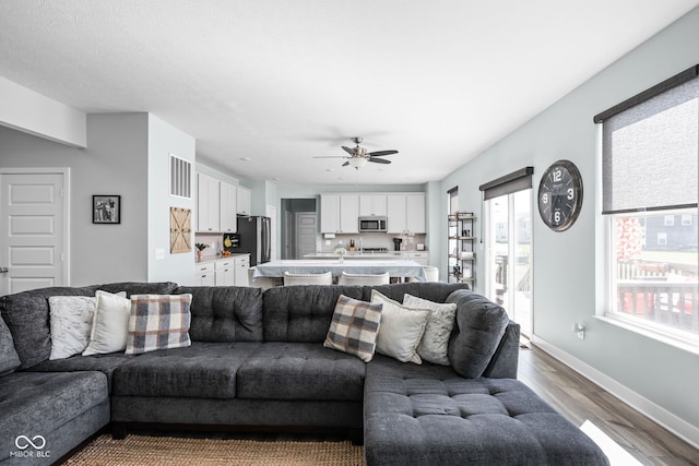 3969 Canning St, Danville, IN 46122 - living area featuring wood finished floors and a ceiling fan