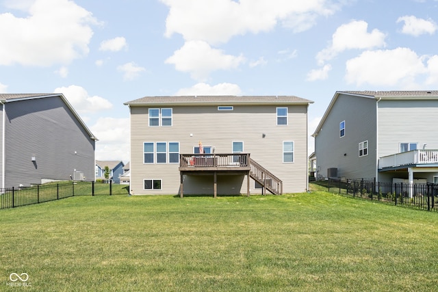 3969 Canning St, Danville, IN 46122 - back of property with a fenced backyard, stairway, and a deck