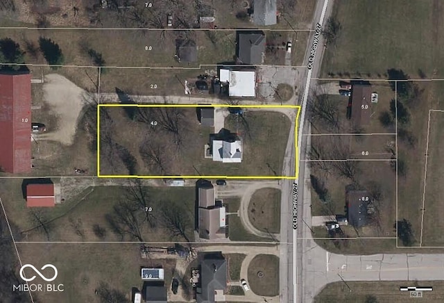 1076 N Old Highway 27, Winchester, IN 47394 - aerial view of property's location with property parcel outlined