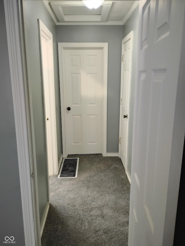 94 N Routiers Ave, Indianapolis, IN 46219 - hallway featuring carpet flooring and crown molding