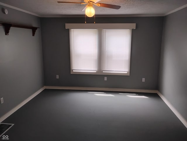 94 N Routiers Ave, Indianapolis, IN 46219 - empty room with ceiling fan, ornamental molding, and a textured ceiling