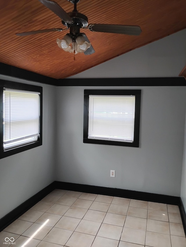 94 N Routiers Ave, Indianapolis, IN 46219 - spare room with plenty of natural light, wooden ceiling, lofted ceiling, ceiling fan, and light tile patterned floors