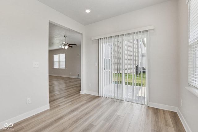 1911 Goodwin Pl, Westfield, IN 46074 - unfurnished room featuring light wood-style flooring, a ceiling fan, and recessed lighting