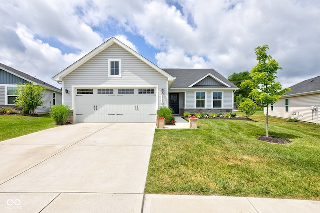 2500 Sand Hollow Dr, Lebanon, IN 46052 - view of front of house featuring stone siding, a front lawn, and concrete driveway