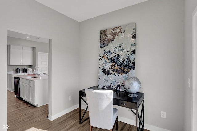 7675 Marin Pkwy, Cumberland, IN 46229 - home office featuring wood finished floors and recessed lighting
