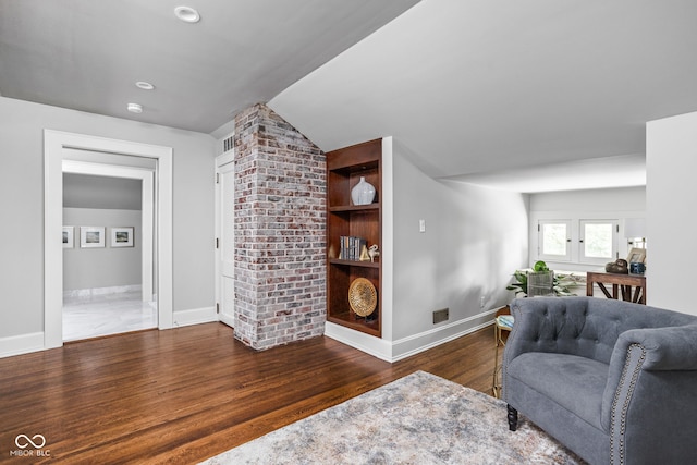4455 Broadway St, Indianapolis, IN 46205 - living room featuring wood finished floors and lofted ceiling