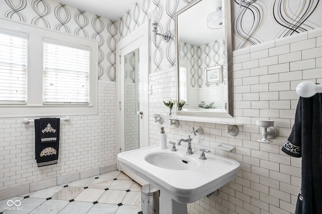 4455 Broadway St, Indianapolis, IN 46205 - bathroom with tile walls and tile patterned flooring