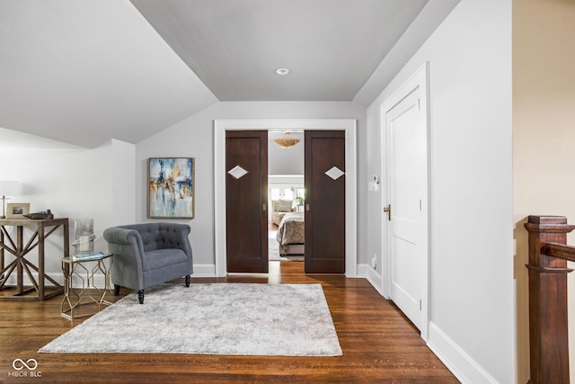 4455 Broadway St, Indianapolis, IN 46205 - entrance foyer featuring dark wood finished floors and vaulted ceiling