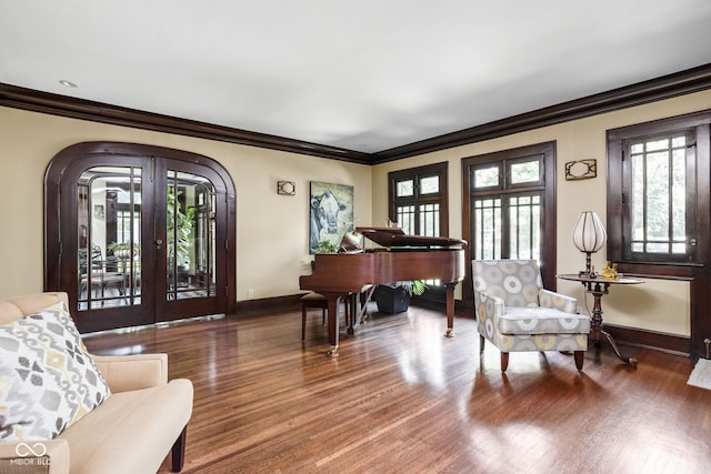 4455 Broadway St, Indianapolis, IN 46205 - sitting room with ornamental molding, wood finished floors, and arched walkways