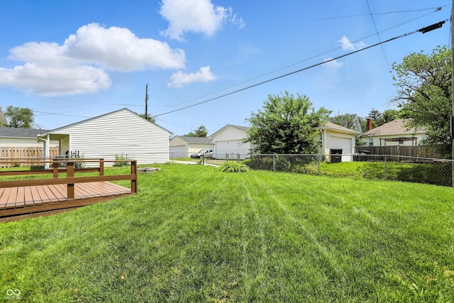 95 S 11th Ave, Beech Grove, IN 46107 - view of yard featuring a garage and a deck