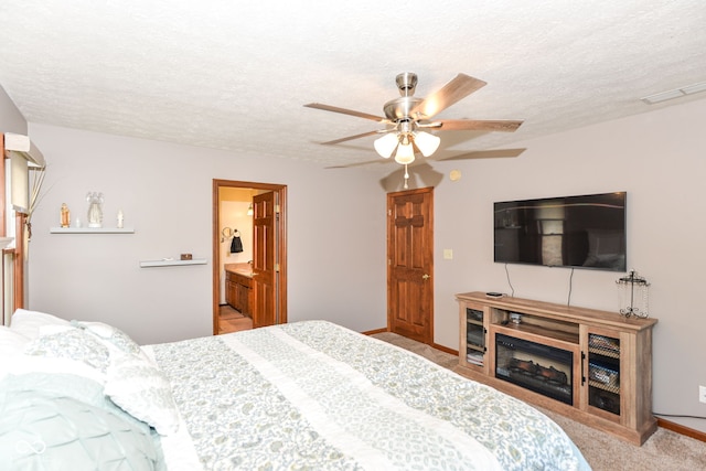 662 Leah Way, Greenwood, IN 46142 - carpeted bedroom featuring a textured ceiling and ceiling fan