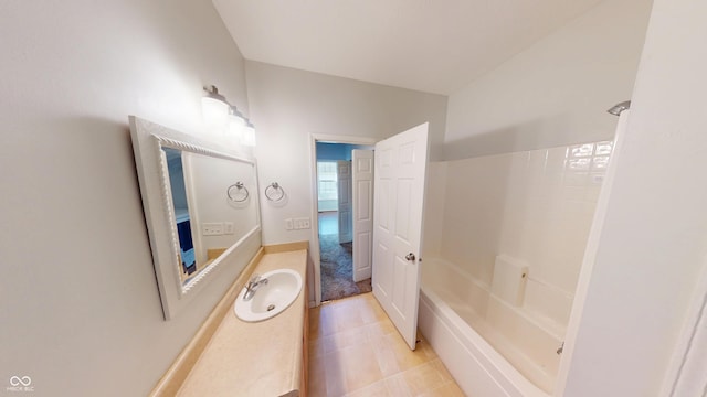 2259 Colfax Ln Unit 2259, Indianapolis, IN 46260 - bathroom with vanity, tile patterned flooring, and shower / bath combination
