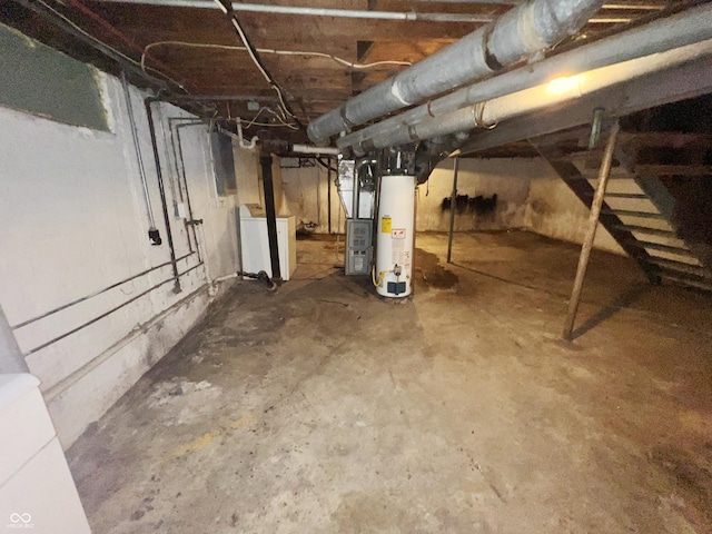 1601 E 44th St, Indianapolis, IN 46205 - unfinished below grade area with water heater and washer / clothes dryer