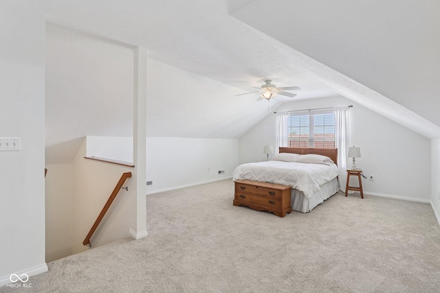16636 Brownstone Ct, Westfield, IN 46074 - carpeted bedroom with vaulted ceiling and ceiling fan