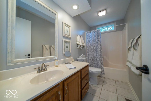 8550 Tidewater Ct, Indianapolis, IN 46236 - bathroom with vanity, tile patterned flooring, and shower / tub combo