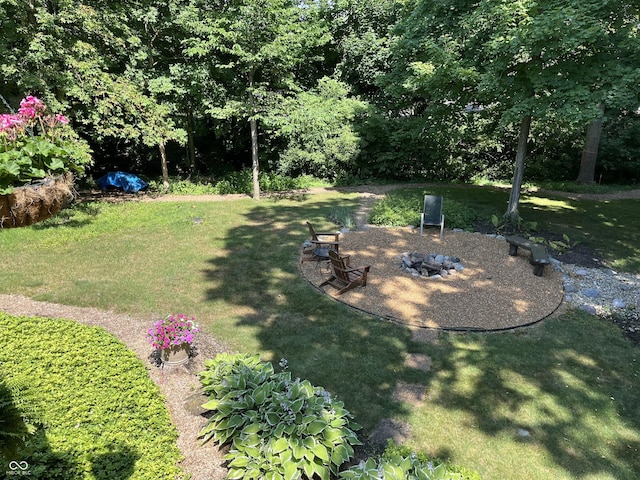 8550 Tidewater Ct, Indianapolis, IN 46236 - view of grassy yard with an outdoor fire pit