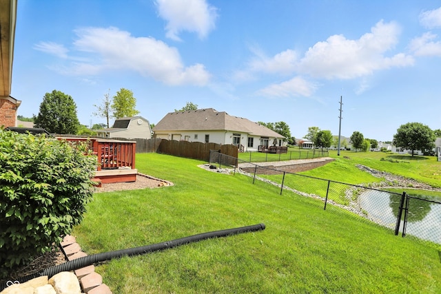 35 Decourcy Ln, Franklin, IN 46131 - fenced backyard featuring a deck