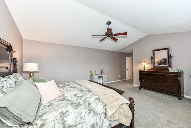 11820 Stepping Stone Dr, Fishers, IN 46037 - carpeted bedroom featuring vaulted ceiling and a ceiling fan