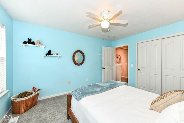 11820 Stepping Stone Dr, Fishers, IN 46037 - bedroom featuring carpet floors, a closet, and ceiling fan